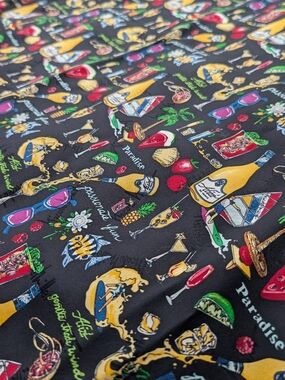 Vintage Nicole Miller Silk Scarf 42x42in Alize AOP Beach Fun Paradise 1995 Korea